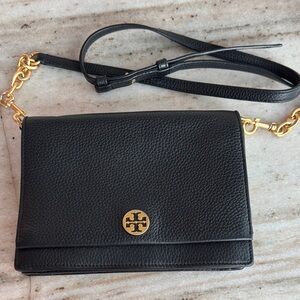 Tory Burch Black Crossbody Bag with Gold Chain